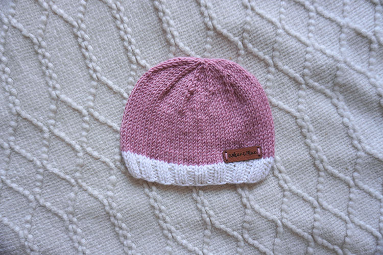 Welcome Home Hat and Sock Set – Hand-Knit Cashmere and Merino Wool Newborn Coming Home Outfit | Dark Pink & Cream